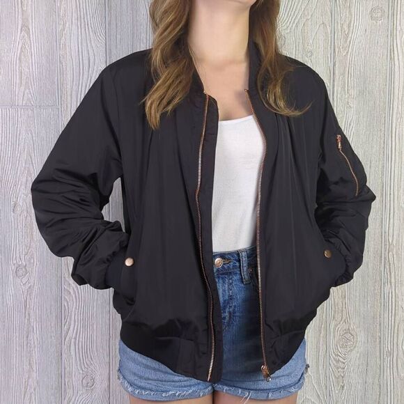 Lager 157 Womens Large The Black Label Collection Jacket Black Full Zip Front - Picture 2 of 9